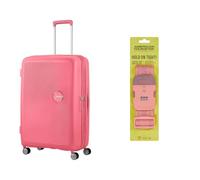 American tourister Soundbox Hard Shell Suitcase 77 cm Large Pink with Luggage Strap, Purple/Pink