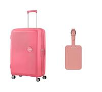 American tourister Soundbox Hard Shell Suitcase 77 cm Large Pink with Luggage Tags, Solar Pink