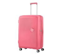 American Tourister Soundbox - Hard Shell Suitcase 77 cm Large - Trolley Suitcase with 4 Wheels, TSA Lock, Expandable & Light - 97/110 L - Pink (Sun Kissed Coral)