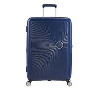 American Tourister Soundbox - Hard Shell Suitcase 77 cm Large - Trolley Suitcase with 4 Wheels, TSA Lock, Expandable & Light - 97/110 L - Blue (Midnight Navy)