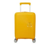 American Tourister Soundbox Mini - Kids Suitcase 47 x 32 x 21 cm, 22 L - Hard Shell Hand Luggage Trolley, Suitable for Most Airlines incl. EasyJet - Lightweight with 4 Wheels, Golden Yellow