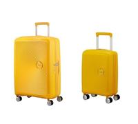 American Tourister Soundbox & Soundbox Mini - Expandable Hand Luggage, 67 cm, 81 L & Children's Luggage, 47 cm, 22 L - Family Set - Golden Yellow