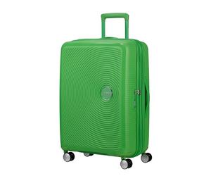 American Tourister Soundbox Spinner Check-in Suitcase, 67 cm | Grass Green, expandable softside suitcase, 67H x 46.5W x 29D cm, 35.5/41 L, 3.7 kg, with TSA lock