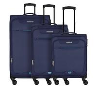 American Tourister Street Roll 4 wheels Suitcase set 3-piece with expansion pleat blue