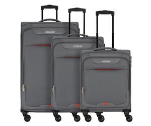 American Tourister Street Roll 4 wheels Suitcase set 3-piece with expansion pleat gray