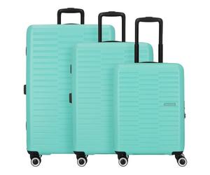 American Tourister Sunset Hills 4 wheels Suitcase set 3-piece green