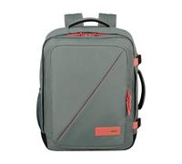 American Tourister Take2Cabin - Wizz Air/Vueling Cabin Bag 30 x 20 x 40 cm, 26.5 L, 0.60 kg, Hand Luggage, Airplane Backpack MS, Grey/Pink (Sage/Coral)