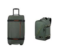 American Tourister Urban Track & Take2Cabin - Travel Bag with 2 Wheels, 68 cm, 84 L & Ryanair Cabin Bag, 25 x 20 x 40 cm, 24 L - Urban Adventure Set - Dark Khaki/Forest