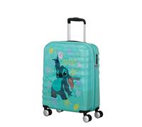 American Tourister Wavebreaker Disney Spinner Cabin Suitcase, 55 cm | Stitch Flower, hardside suitcase, 55H x 40W x 20D cm, 36 L, 2.6 kg, with TSA lock and U-shaped zip divider with pocket