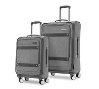 American Tourister Whim Softside Expandable Luggage with Spinners, Dove Grey, 2-Piece Set (Carry-on/Medium), Whim Softside Expandable Luggage with Spinners