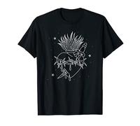 American Traditional Sacred Heart with Sword Outline Tattoo T-Shirt