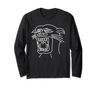 American Traditional Ugly Panther Head Outline Tattoo Long Sleeve T-Shirt