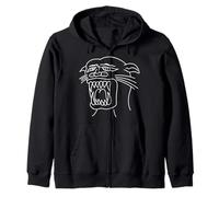 American Traditional Ugly Panther Head Outline Tattoo Zip Hoodie