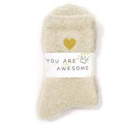 American Trends Fuzzy Socks for Women in Gift Box, Ultra-Soft Cloud Sleep Socks Gifts for Women, Ready to Gift, White a, One size