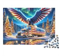 American Truck 1000 Piece Jigsaw Puzzle Paper for Adults Bald Eagle Night Scene Family Relaxation Gift 70x50cm/1000pcs