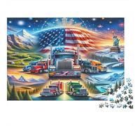 American Truck Adventure Jigsaw Puzzles Puzzle for Adults Kids. 1000 Piece Impossible Challenge Toy Educational Games Home Decoration for Educational Games Gifts 52x38cm/1000pcs