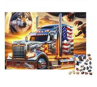 American Truck Art 1000-Piece Jigsaw Puzzle for Adults Wolf Eagle Sunset Premium Thick Sturdy Vibrant Challenging Family Game 70x50cm/1000pcs
