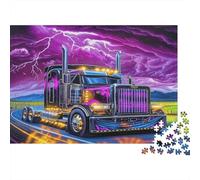 American Truck Jigsaw Puzzle 1000 Pieces Recyclable Material Lightning Art Puzzles for Adults Fun Present & Activity for Home Great Gift Idea for Men 38x26cm/1000pcs