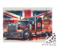 American Truck Jigsaw Puzzle 1000 Pieces Recyclable Union Jack Senior Puzzles Educational Game Decompression Ideal for Family And Friends Birthdays 70x50cm/1000pcs