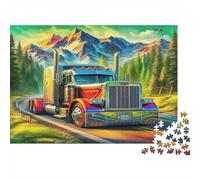 American Truck Jigsaw Puzzles 1000 Piece Recyclable Material Mountain View Puzzle for Adults Great Gift Idea Fun Family Gaming Time Activity 38x26cm/1000pcs