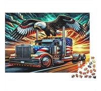 American Truck Jigsaw Puzzles 1000 Pieces Recyclable Material Eagle Flag Senior Puzzles Educational Game Decompression Parent Child Game Props 70x50cm/1000pcs
