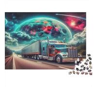 American Truck Jigsaw Puzzles 1000Pc Recyclable Material Space Art Senior Puzzles Impossible Hard Difficult Challenging Educational Game for Men 52x38cm/1000pcs