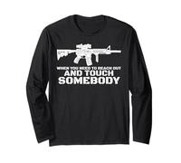 American US Flag Assault Sniper Rifle Machine Gun Firearms Long Sleeve T-Shirt