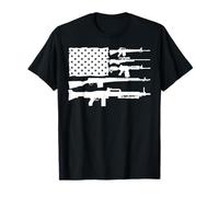 American US Flag Assault Sniper Rifle Machine Gun Firearms T-Shirt