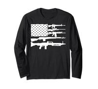 American US USA Flag Gun Rifle T Shirt For Men Women Adults Long Sleeve T-Shirt