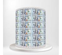 American USA 100 Hundred Dollar Bill Money Decorative Wrap Around Print A4 Edible Paper Icing Sheet Cake Topper Side Ribbon Border Decor for Personalised Themed Decorations