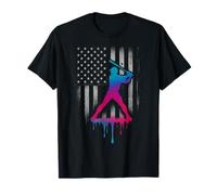 American USA Flag Baseball 101 Ice Cream Baseball Drip T-Shirt