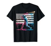 American USA Flag Baseball 101 Ice Cream Baseball Drip T-Shirt