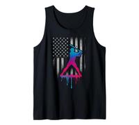 American USA Flag Baseball 101 Ice Cream Baseball Drip Tank Top