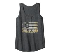 American USA Flag Cheesemaking Tank Top, Women, Dark Heather Grey, XX-Large