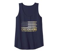 American USA Flag Cheesemaking Tank Top, Women, Navy Blue, XX-Large