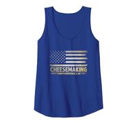 American USA Flag Cheesemaking Tank Top, Women, Royal Blue, XX-Large