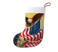 American USA Flag Eagle Art Christmas Stocking 17.7", Festive Hanging Sock for Fireplace Mantel, Holiday Decorations