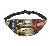 American USA Flag Eagle Art Fanny Pack for Men Women Crossbody Waist Bag Everywhere Belt Bag Wallet Hip Bum Bag with Adjustable Strap Casual Chest Bag for Outdoor Hiking Cycling, Black, One Size