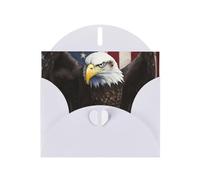 American USA Flag Eagle Art Holiday Cards | Double Sided Glitter Cardstock | Christmas, Birthday, Valentine's Day, Wedding & Party Invitations | Envelopes Included