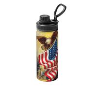American USA Flag Eagle Art Print Stainless Steel Thermos Bottle with Handle,Sports Bottle,Suitable for Cycling,Fitness
