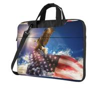 American Usa Flag Eagle Art Print Structured Laptop Bag Oxford Cloth Briefcase Padded Shoulder Case