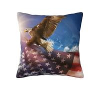 American USA Flag Eagle Art Printed Cushion Cover Square Pillowcase 45x45 CM Soft Linen Throw Pillow Covers Case Decorative for Living Room Sofa Couch Bed Bench