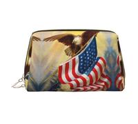 American USA Flag Eagle Art Printed Hand-held Zipper Cosmetic Bag Large Travel Toiletry Bag Suitable for Home and Travel