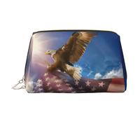 American USA Flag Eagle Art Printed Hand-held Zipper Cosmetic Bag Large Travel Toiletry Bag Suitable for Home and Travel