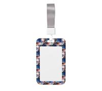 American USA Flag Eagle Art Printed Id Badge Holder with Neck Strap Vertical Waterproof Name Card Holder for Office School
