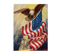 American USA Flag Eagle Art Printed Wooden Puzzle 500 Piece, Cute Puzzle Game in Plastic Box for Family Entertainment and Brain Training Gifts