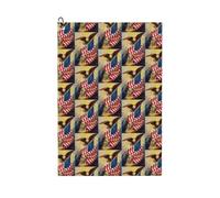 American Usa Flag Eagle Art Printing Golf Towel 24" X 16" With Carabiner Clip Towel Gift The Convenient Cleaning