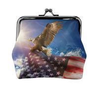 American USA Flag Eagle Art Printing Small Coin Purse, Lightweight Travel Wallet for Sightseeing Tours and Shopping Sprees