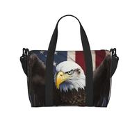 American USA Flag Eagle Art Water-Resistant Crossbody Travel Bag, Large Carry-On with Adjustable Strap, Multi-Compartment Weekender for Gym, Travel, Outdoor