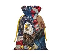 American Usa Flag Eagle Printed Christmas Drawstring Gift Bags-Xmas Wrapping Bags,Candy Bag,For Holiday Party Decorations,Wedding Party Supplies S Yellow Christmas Ribbon